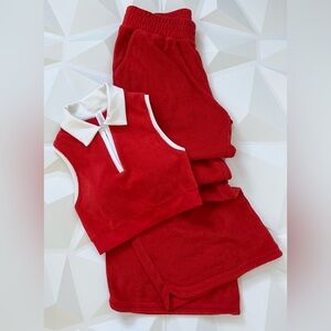 Aerie Offline by Aerie Summer Lights Terry Wide Leg Pant & Crop Top SET Comfy